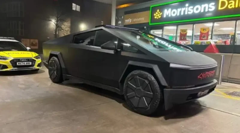 tesla cyber truck on road